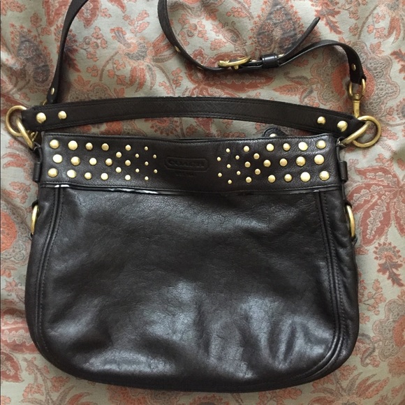 Coach Black Leather Studded Handbag - Picture 1 of 5